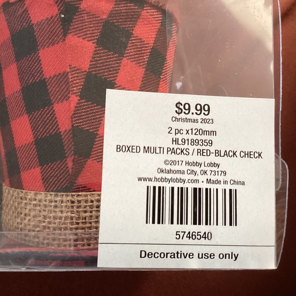 Christmas Decor Red Black Checkered Hats Shatter Proof  New with Tag - Picture 10 of 13